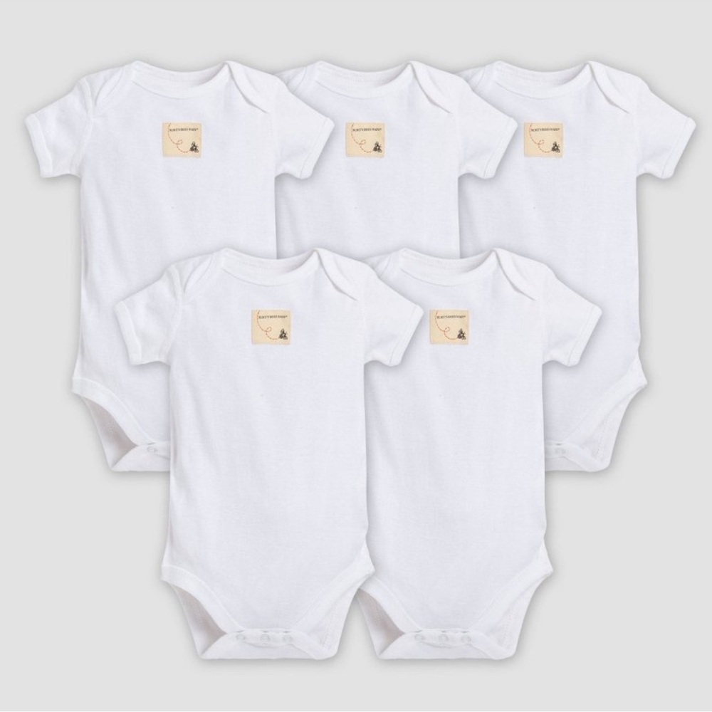Burt’s Bees Baby 5-Pack White Bodysuits (onesies)